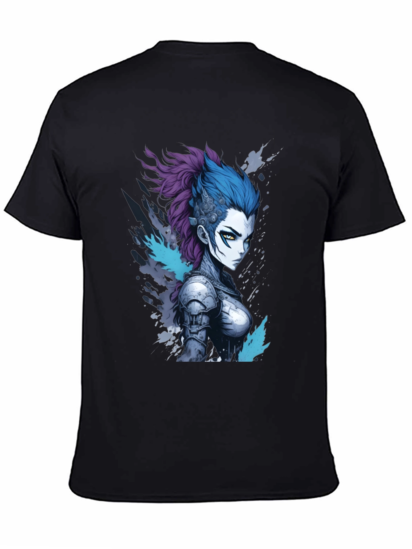 Black Anime Warrior Graphic Tee - Cool Design view 4