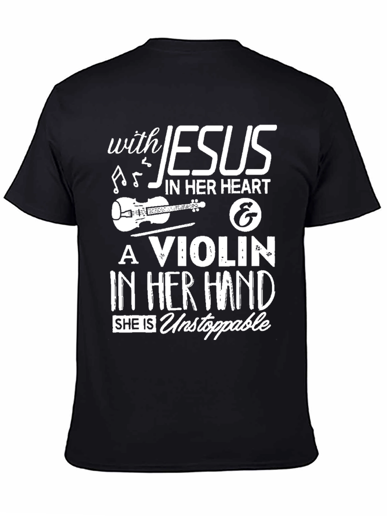 Black Jesus Violinist Black T-Shirt view 4