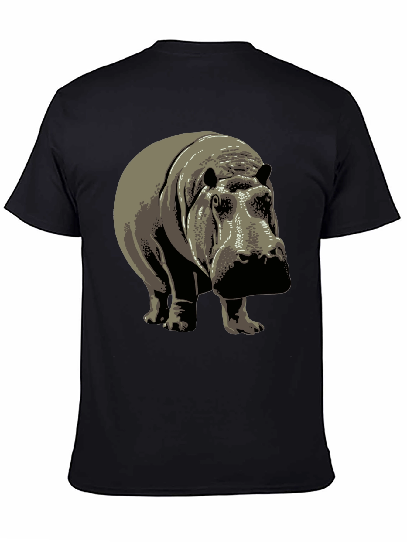 Black Hippo Graphic Tee - Black Cotton T-Shirt view 4
