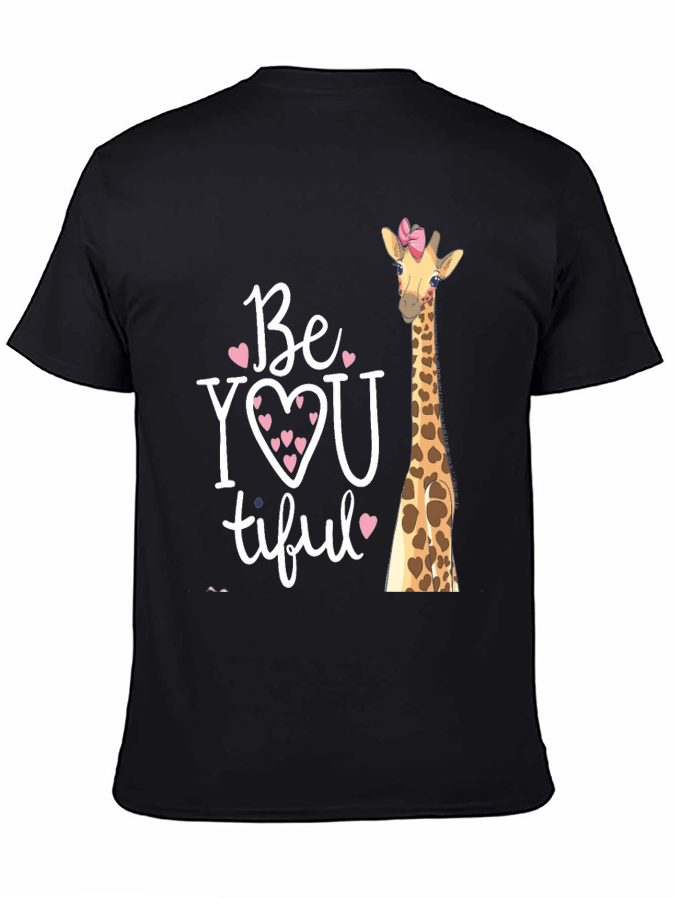 Black BeYOUtiful Giraffe Graphic Tee - Unisex Black T-Shirt view 4