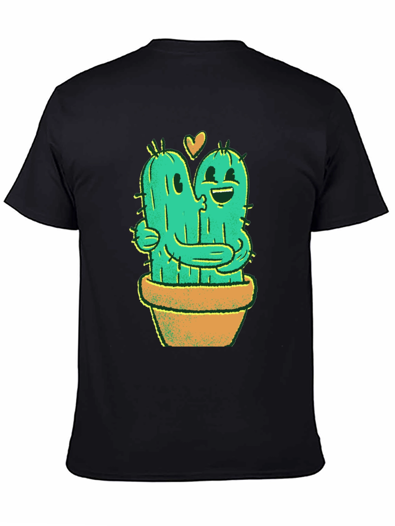 Black Cactus Love T-Shirt - Hugging Cactus Design view 4