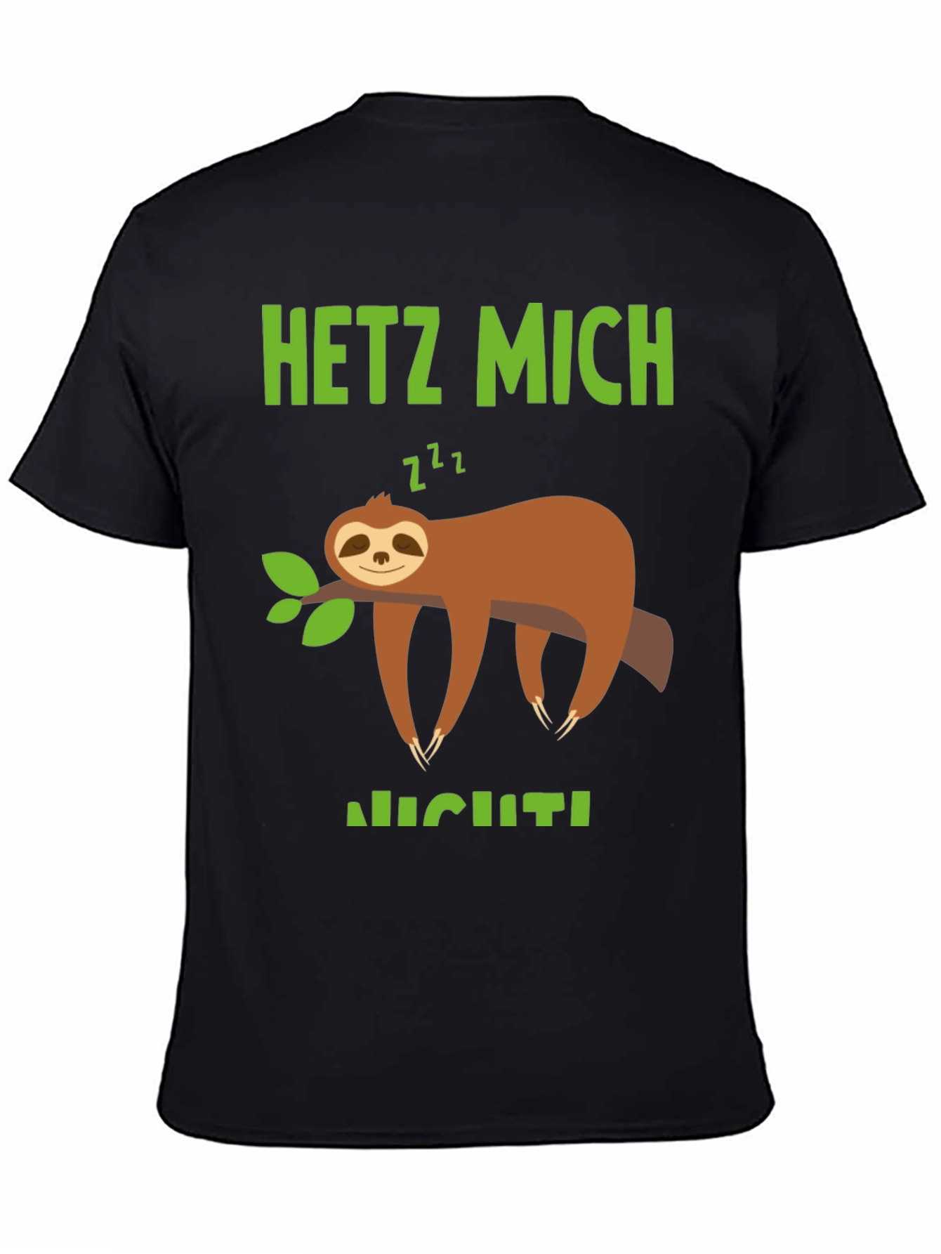 Black Relaxed Sloth Graphic Tee - Hetz Mich Nicht view 4