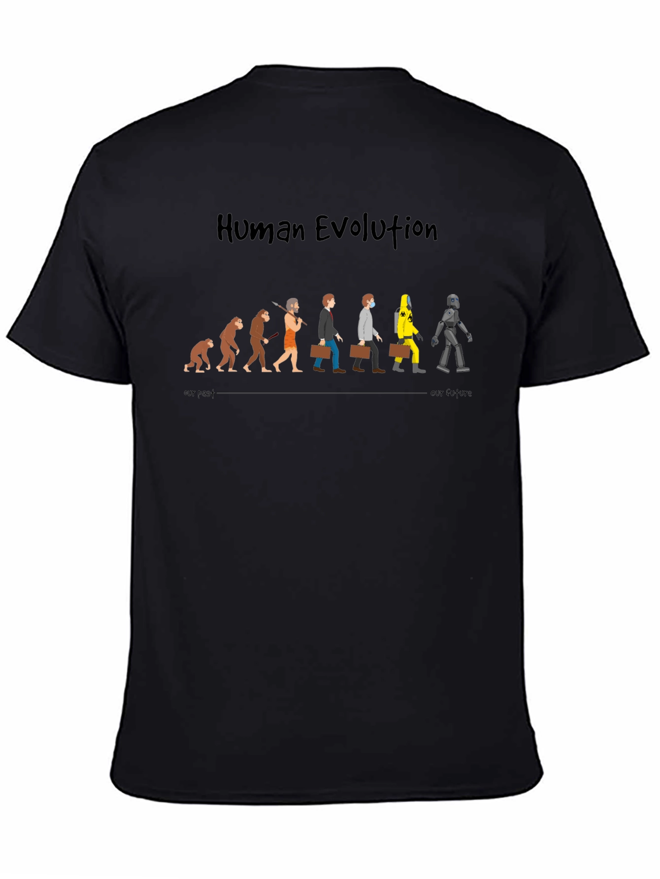 Black Human Evolution Funny Graphic T-Shirt view 4