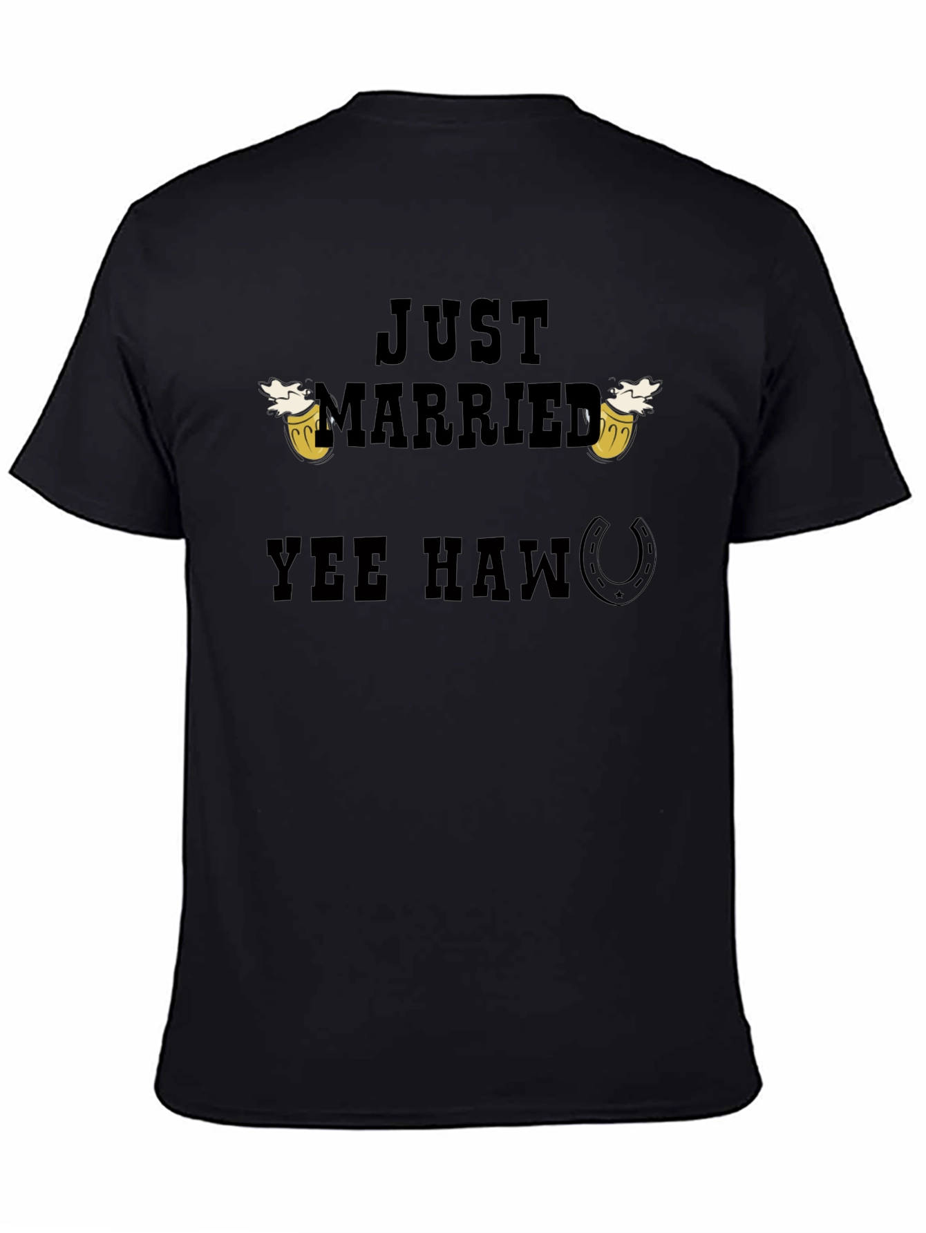 Black Just Married Yee Haw T-Shirt view 4