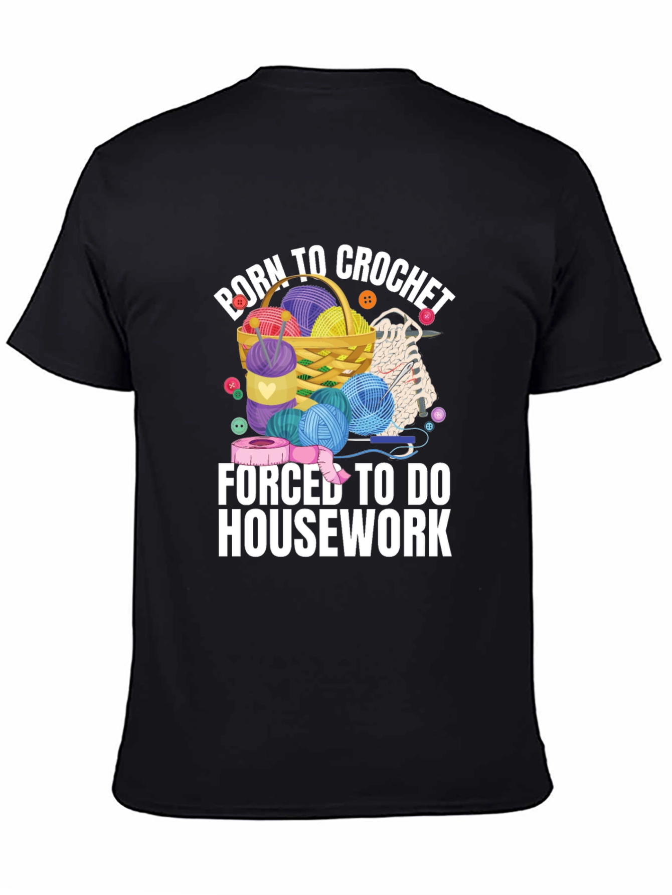 Black Born to Crochet T-Shirt view 4