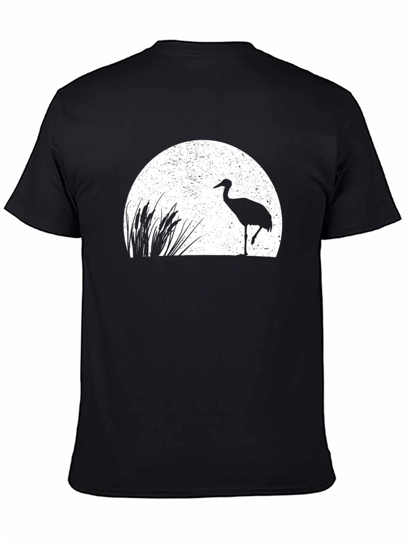 Black Crane Silhouette Graphic Tee - Black view 4