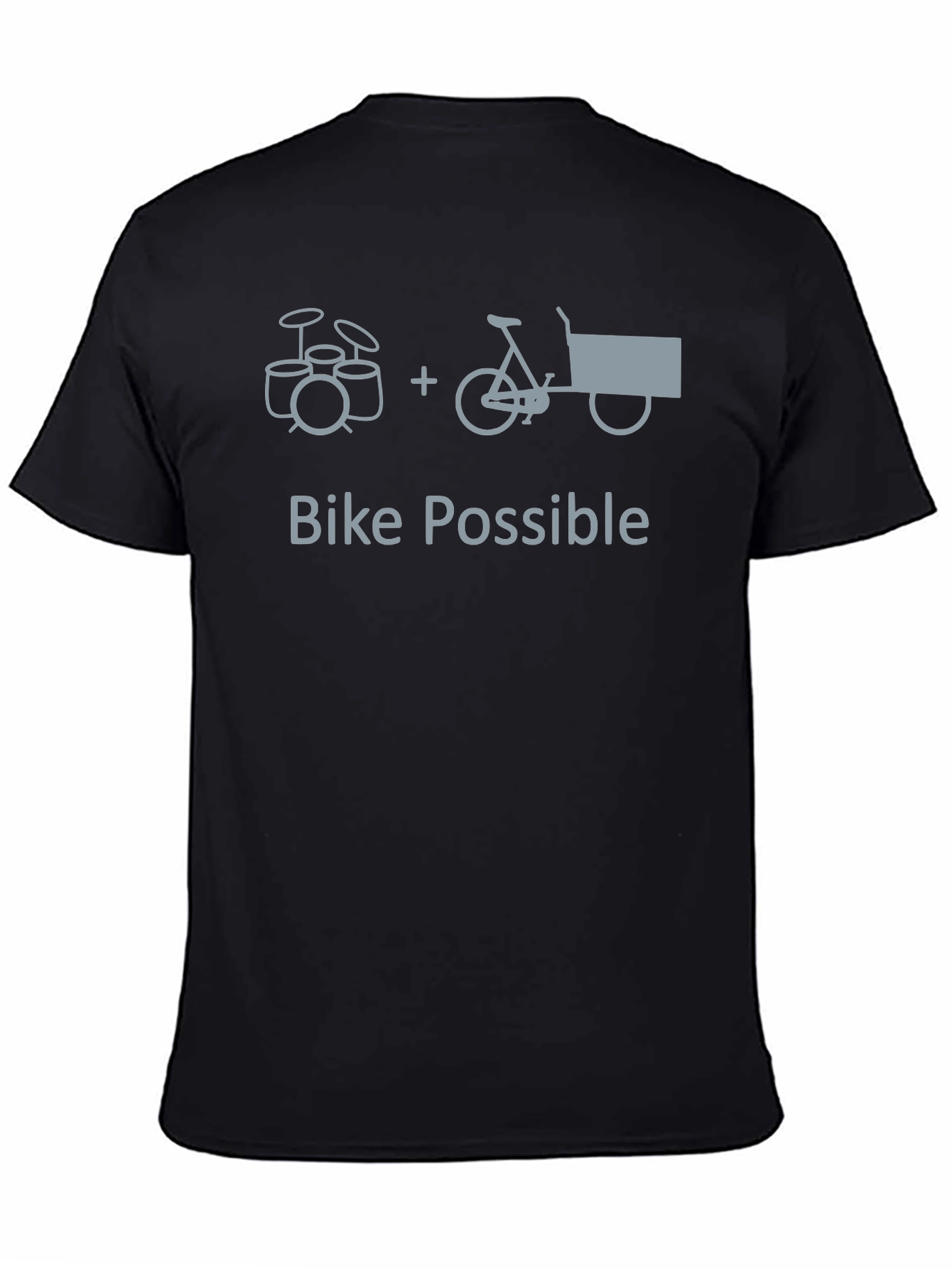Black Drum Kit + Bike = Bike Possible Graphic Tee view 4