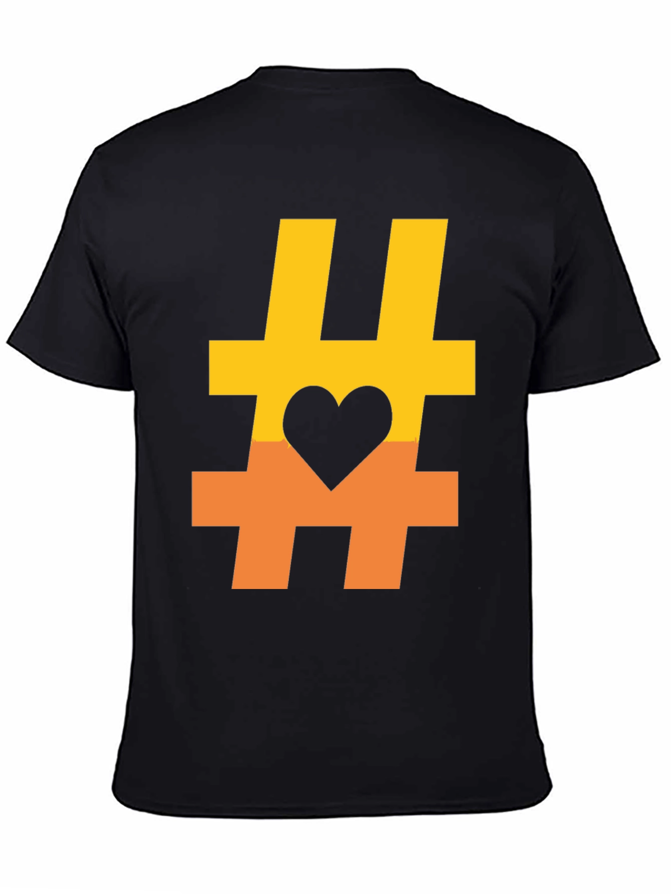 Black Hashtag Heart Graphic Tee - Casual Black T-Shirt view 4