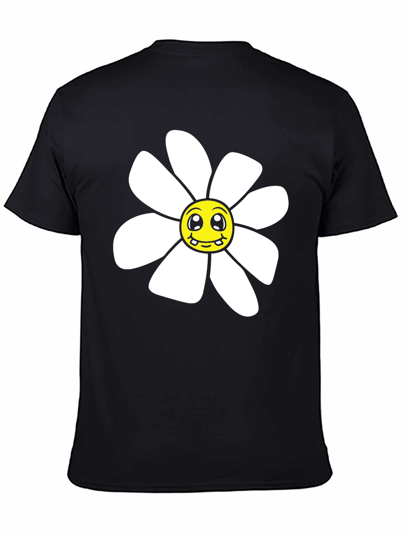 Black Daisy Graphic T-Shirt - Black Cotton Blend view 4