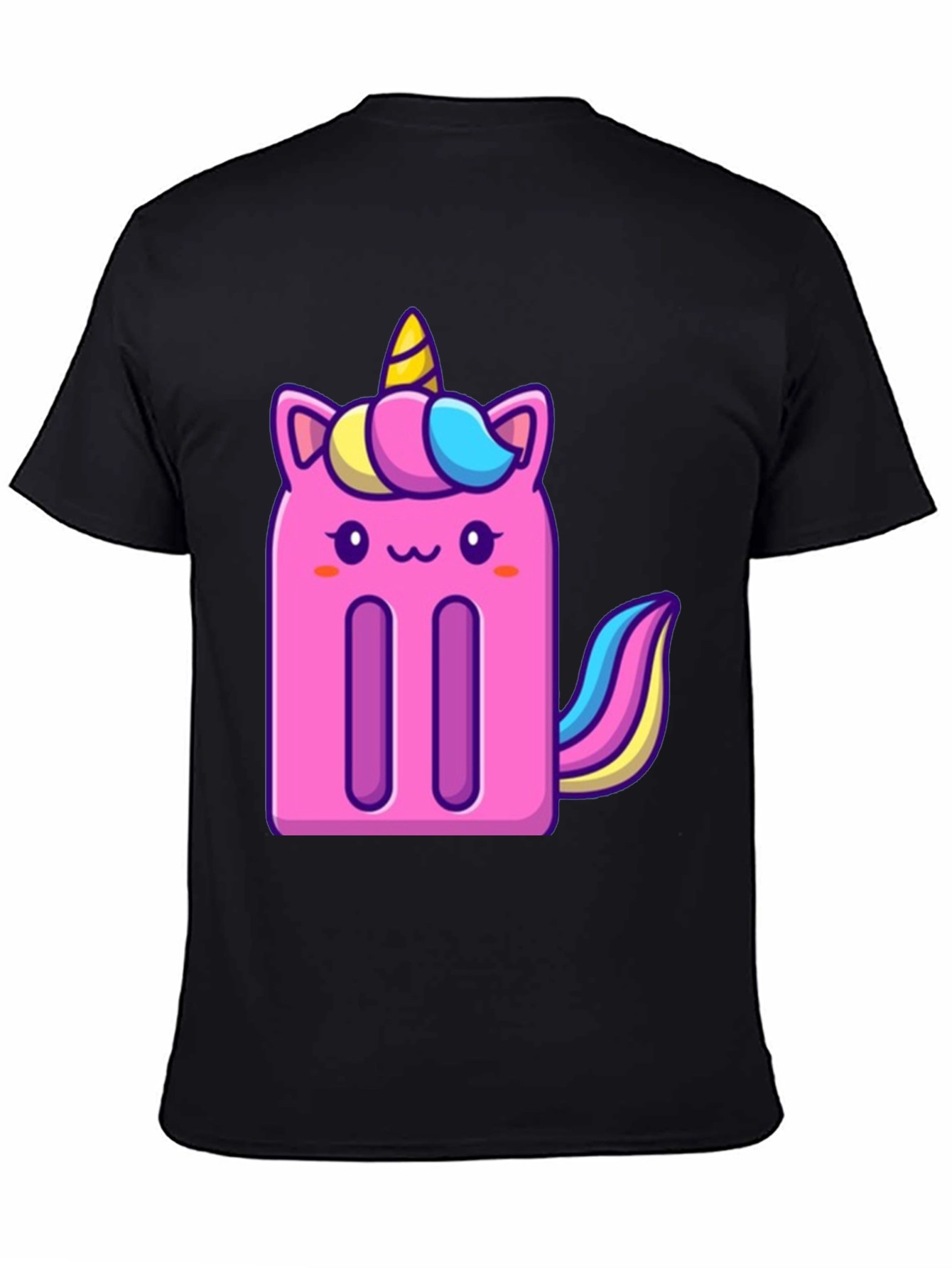 Black Unicorn Popsicle Graphic Tee - Black Cotton Blend T-Shirt view 4
