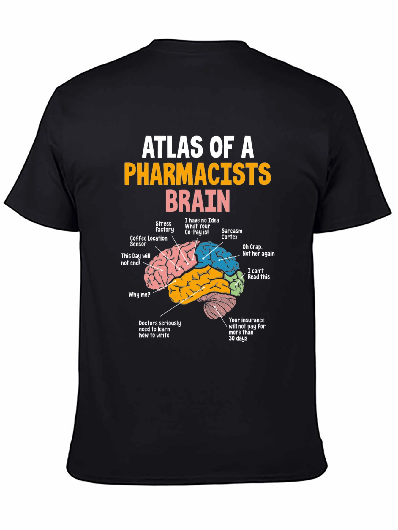 Black Pharmacist Brain Atlas Graphic Tee - Funny Gift view 4