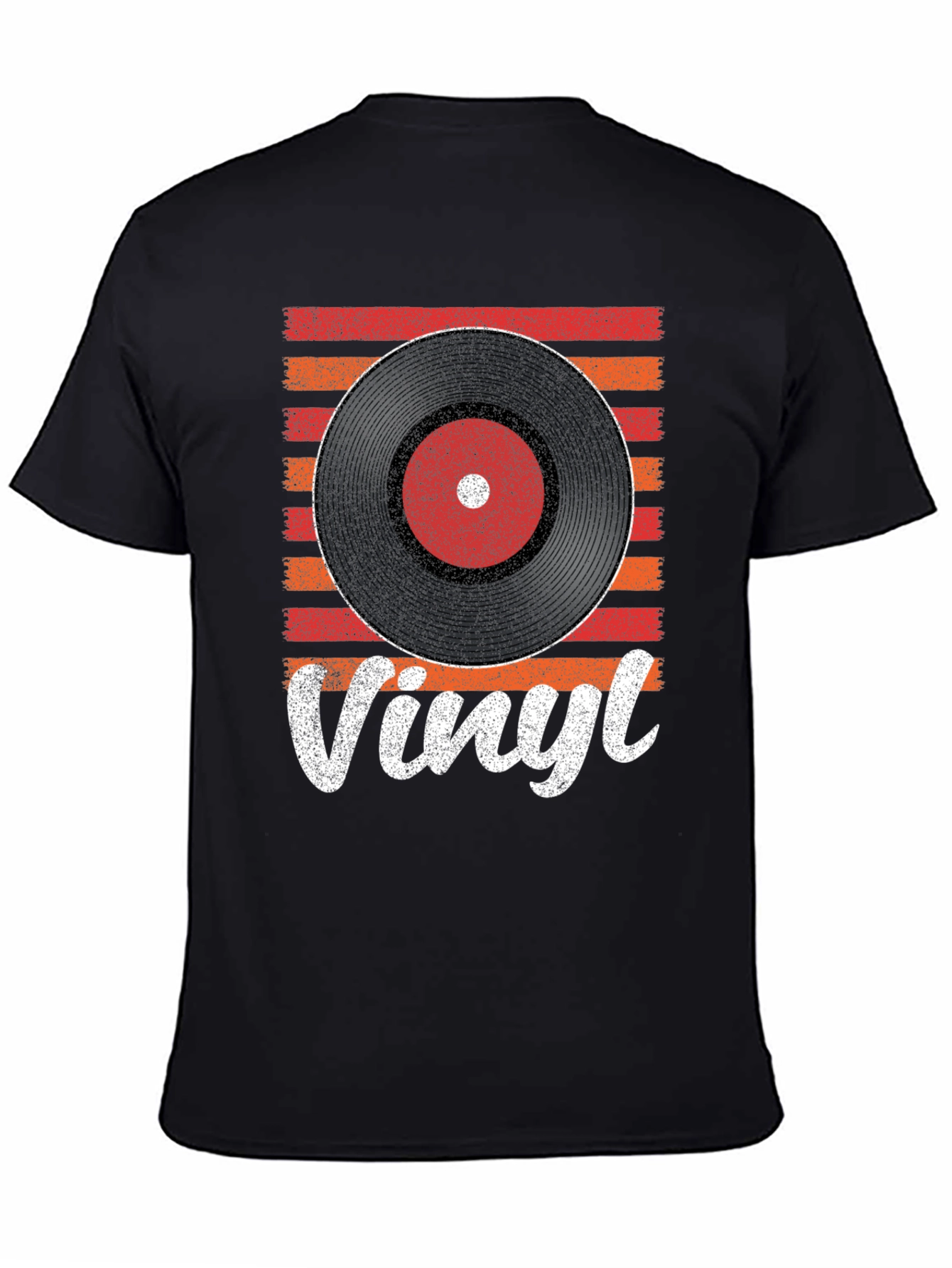 Black Vintage Vinyl Record Graphic Tee - Retro Music Lover Shirt view 4