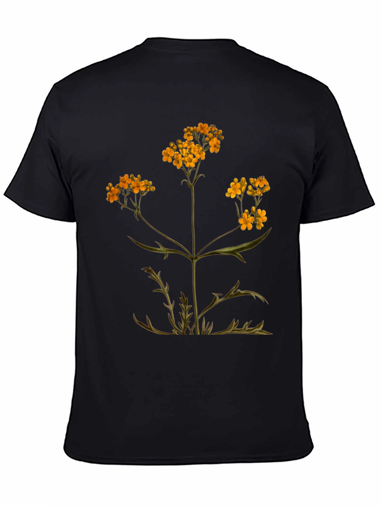 Black Botanical Graphic T-Shirt - Black Cotton Tee view 4