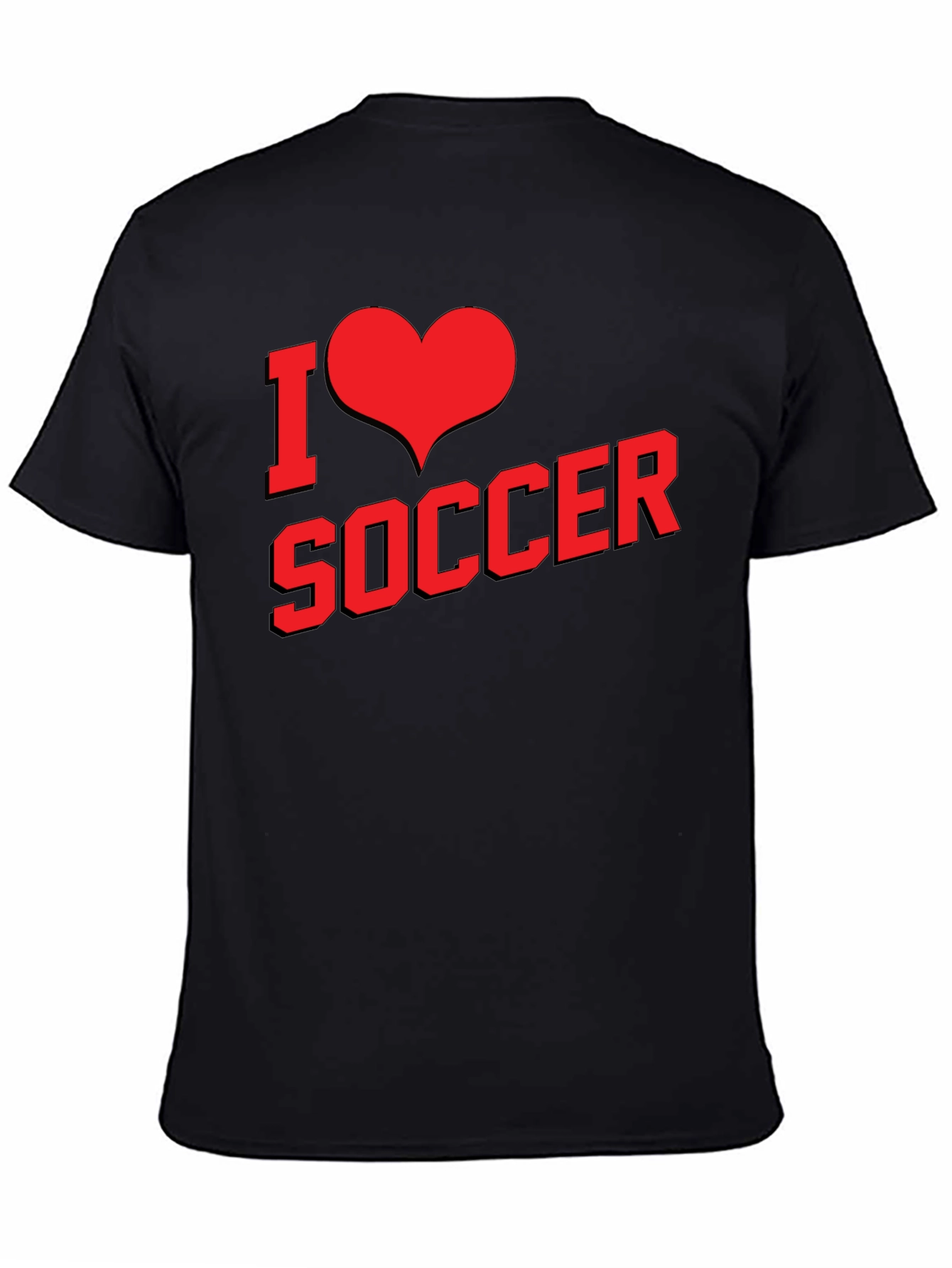 Black I Love Soccer Graphic Tee - Black Cotton T-Shirt view 4