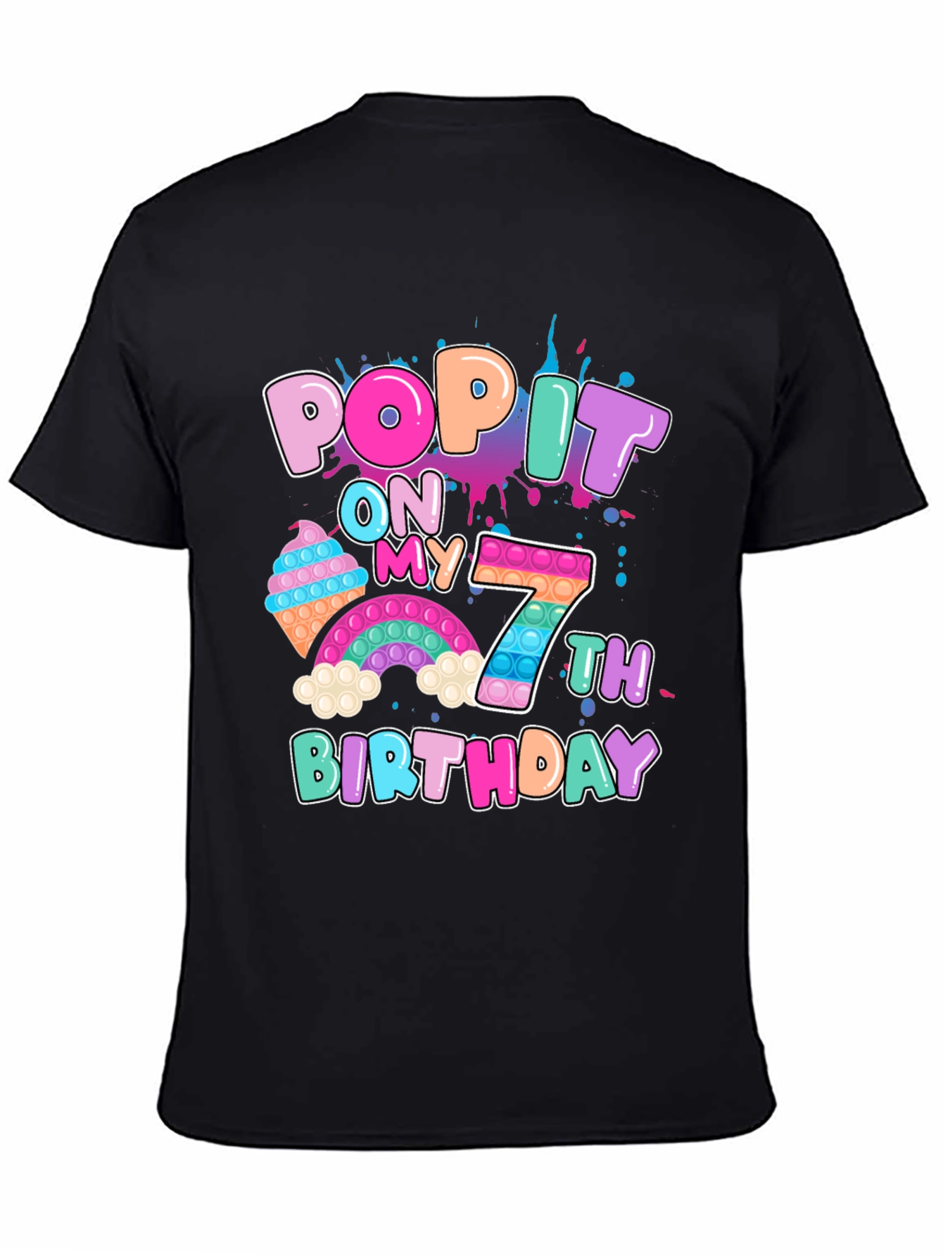Black Pop It On My 7th Birthday T-Shirt view 4