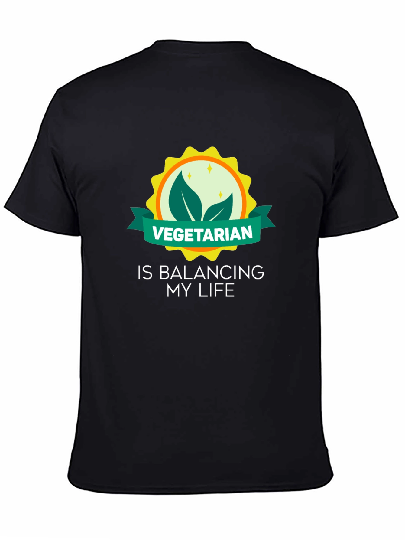 Black Vegetarian Lifestyle Graphic Tee - Balancing My Life view 4