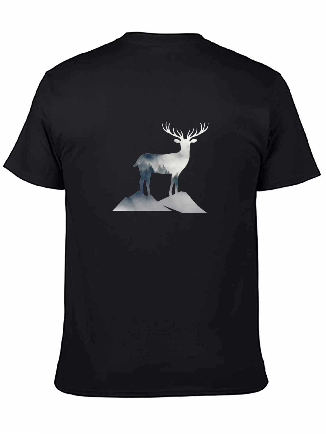 Black Deer Mountain Graphic Tee - Black Cotton Blend view 4