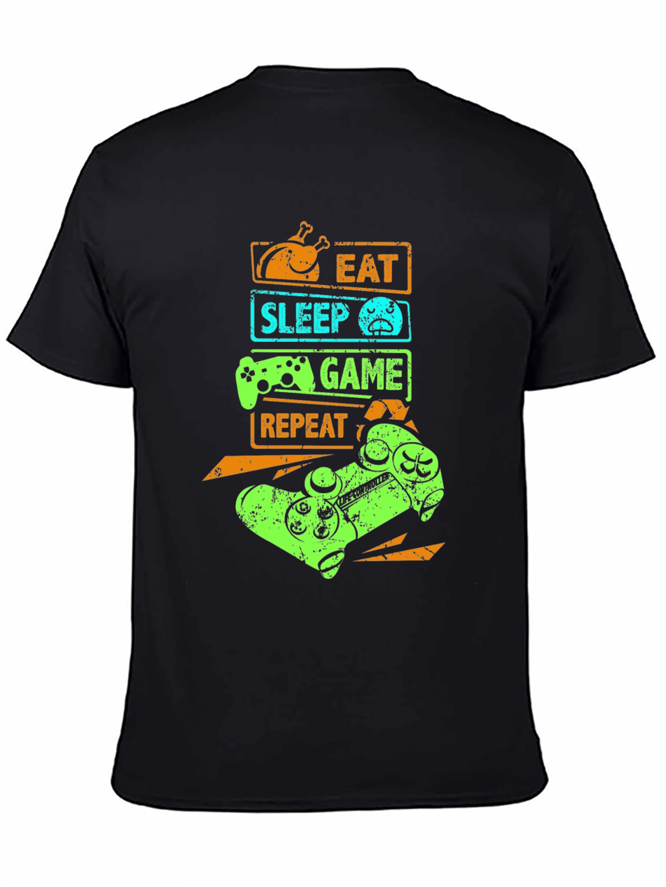 Black Eat Sleep Game Repeat Graphic T-Shirt view 4