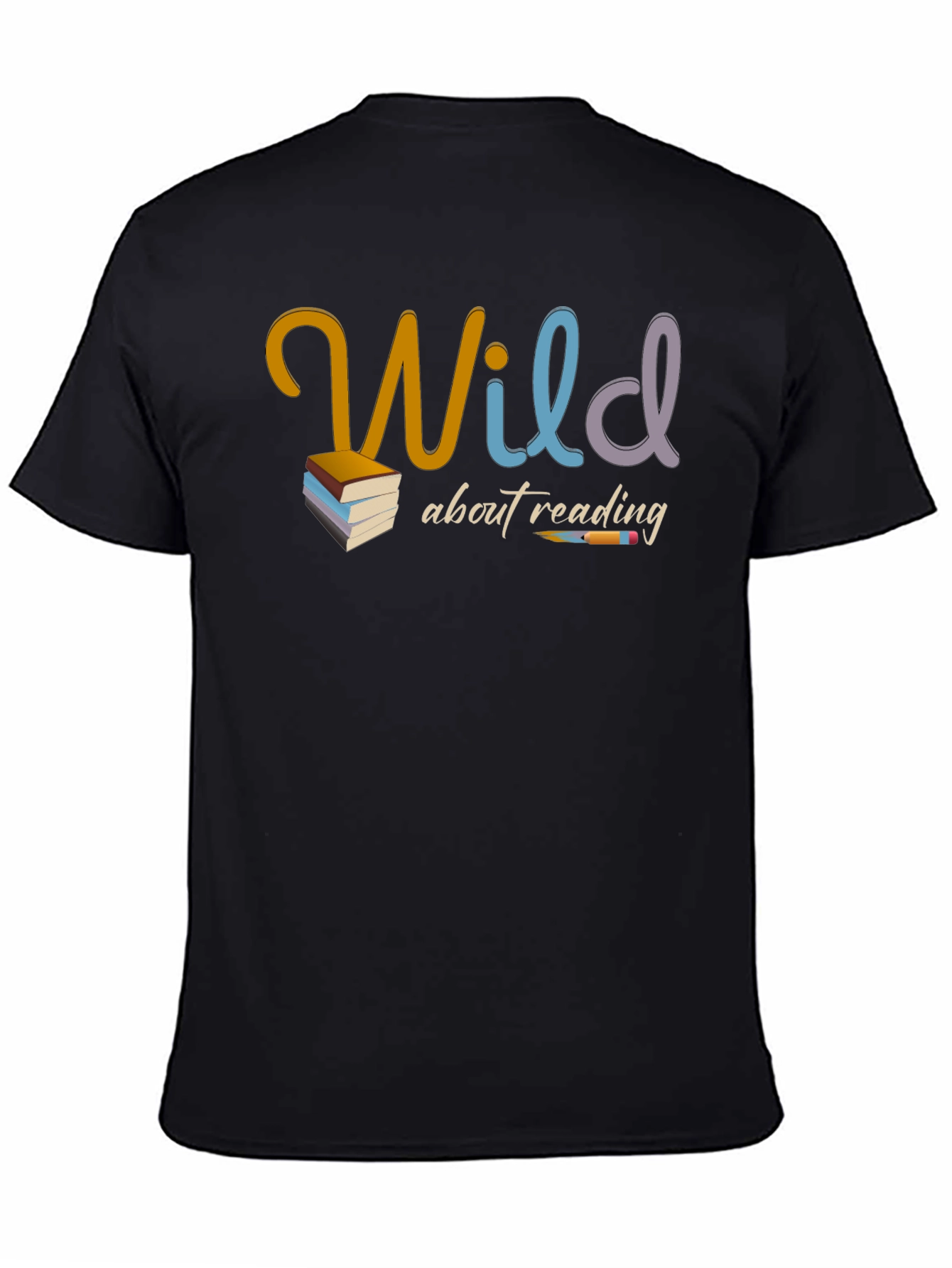 Black Wild About Reading Graphic T-Shirt - Book Lover Tee view 4