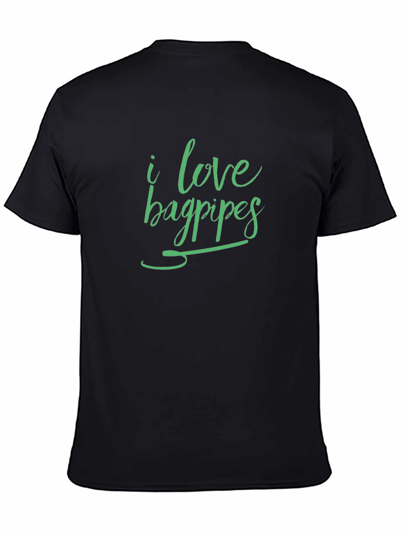 Black I Love Bagpipes Black T-Shirt view 4