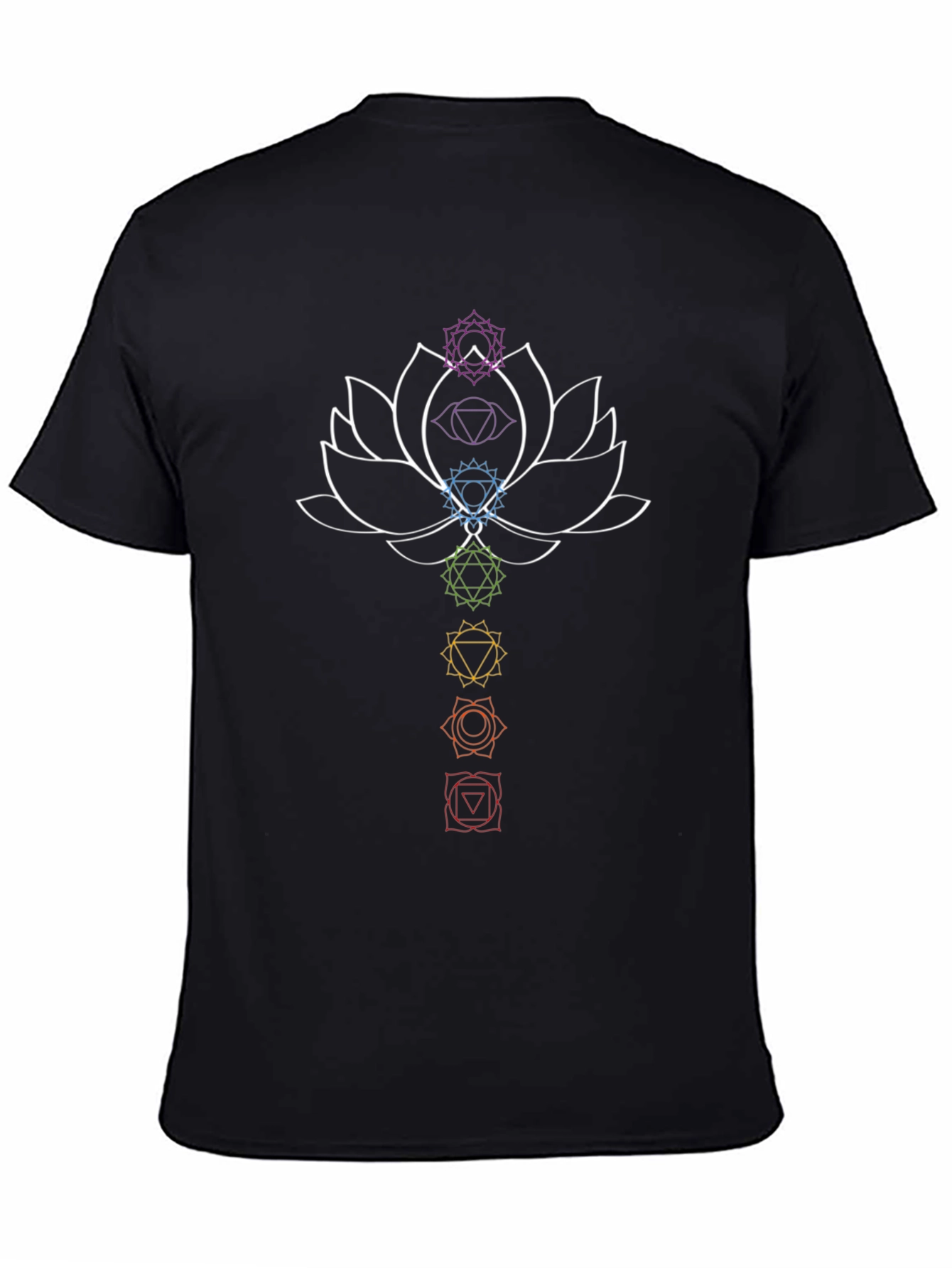 Black Chakra Lotus Graphic T-Shirt - Spiritual Design view 4