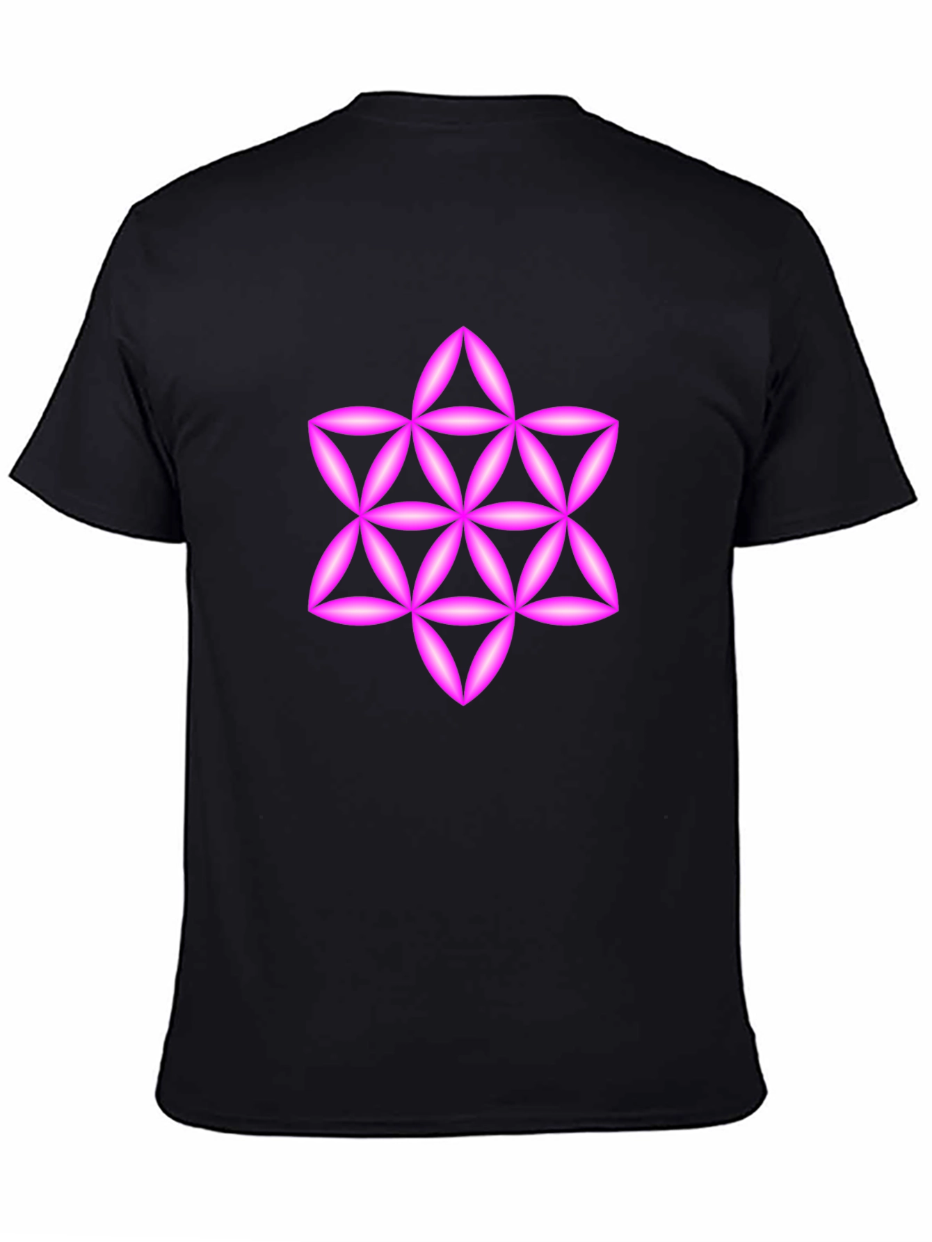 Black Geometric Star Tee - Black Cotton Blend Casual Wear view 4