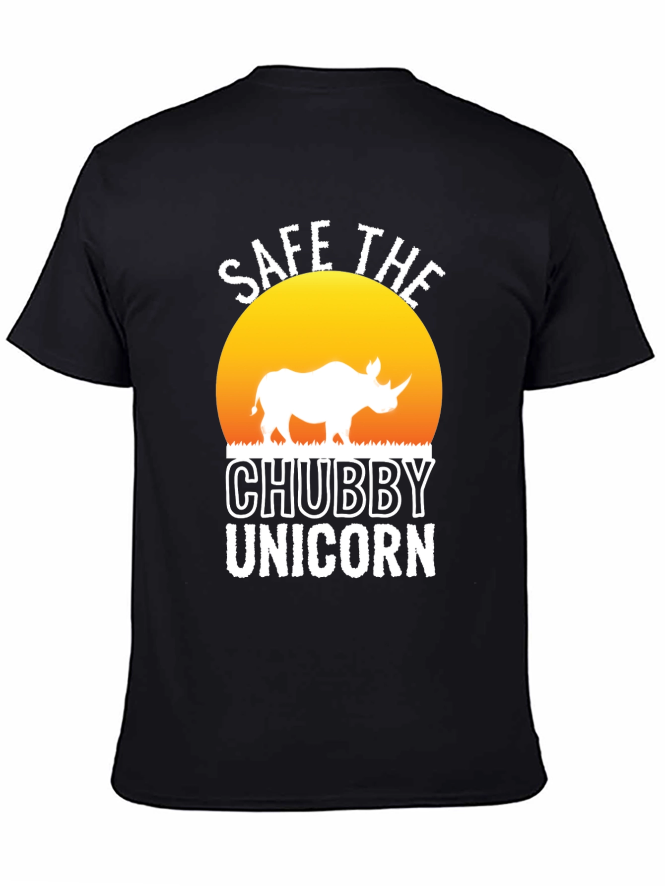 Black Save the Chubby Unicorn Black T-Shirt view 4