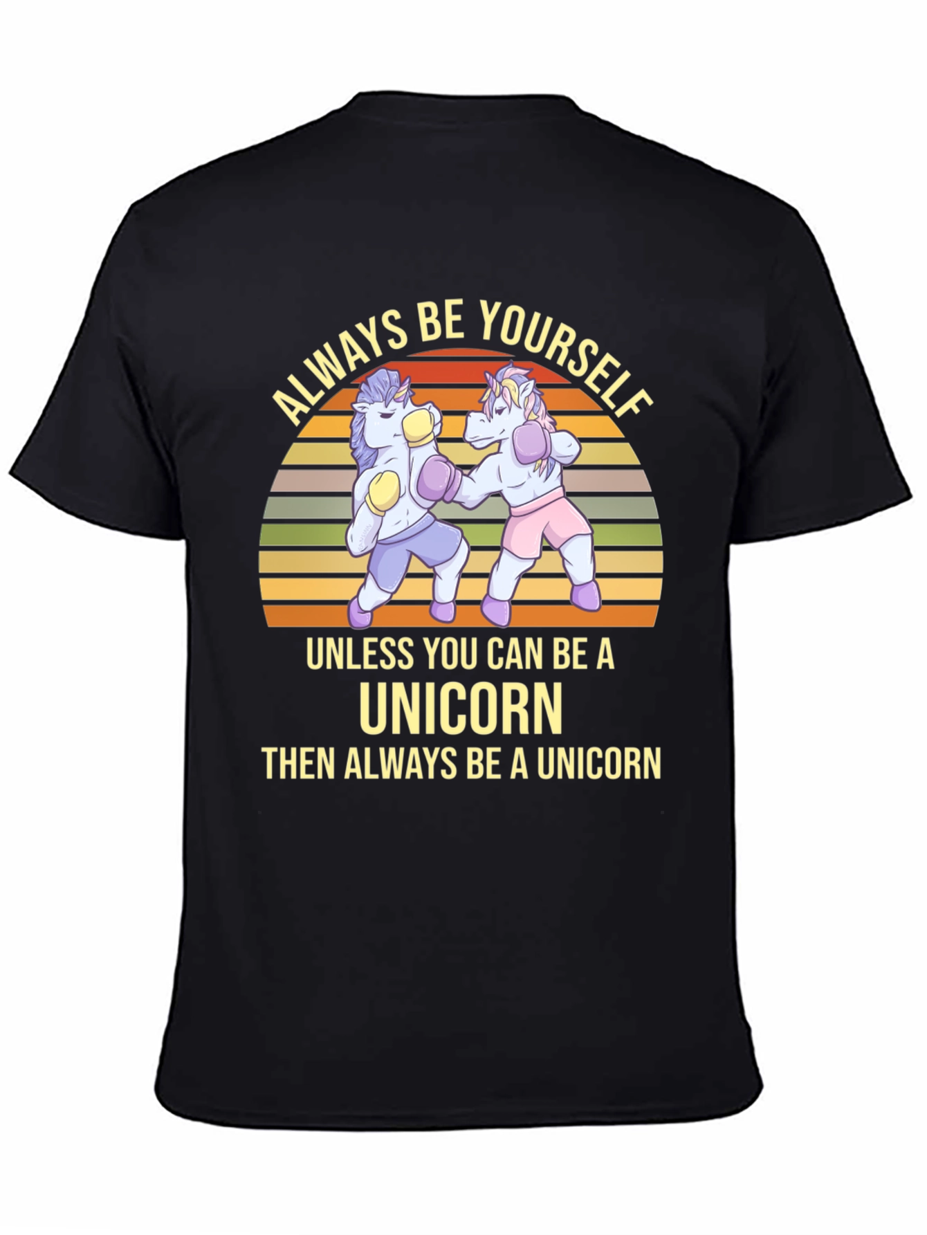 Black Always Be Yourself Unicorn Boxing Graphic Tee view 4