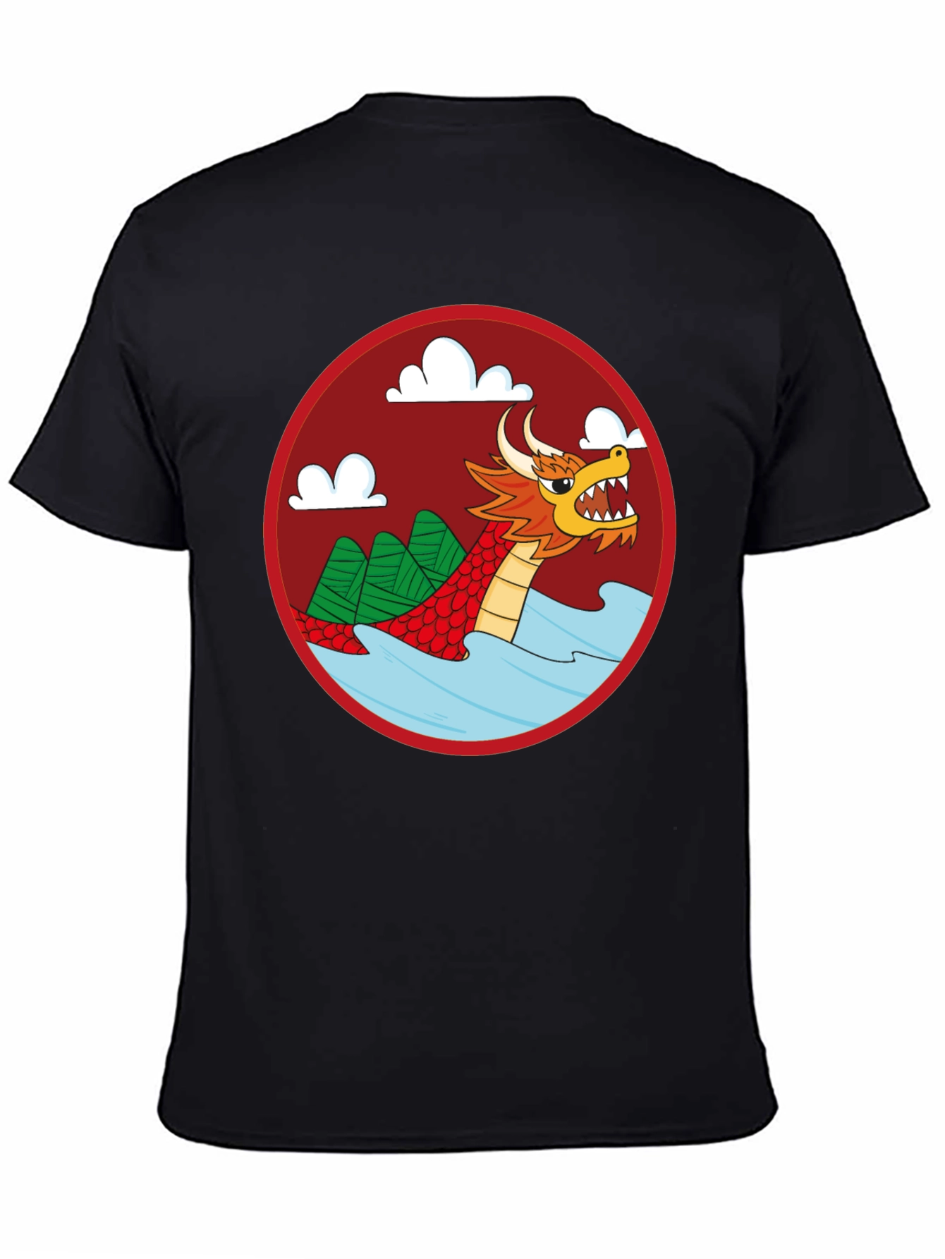Black Dragon Graphic Tee - Black Crew Neck Cotton T-Shirt view 4