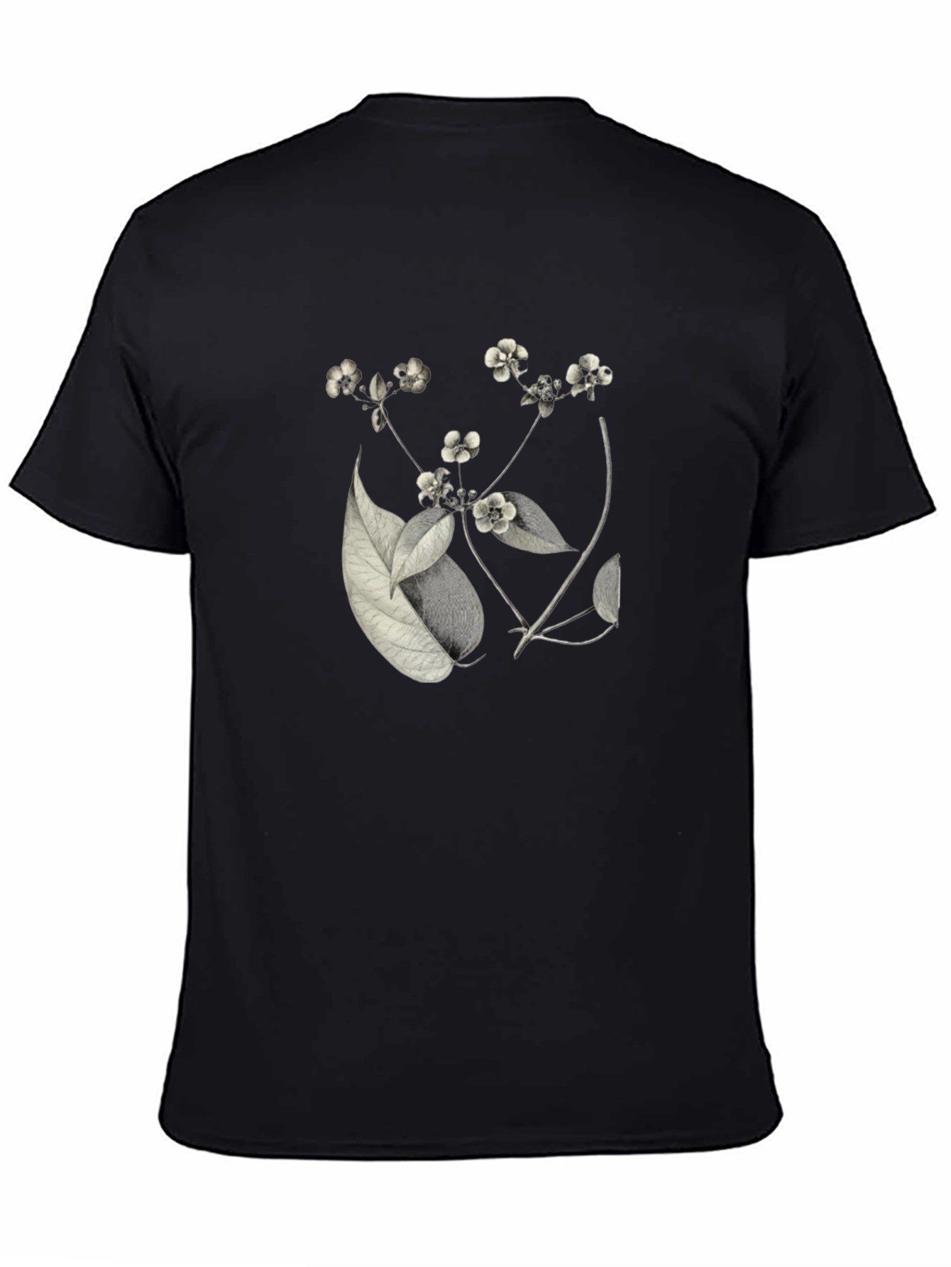Black Botanical Print Black T-Shirt view 4
