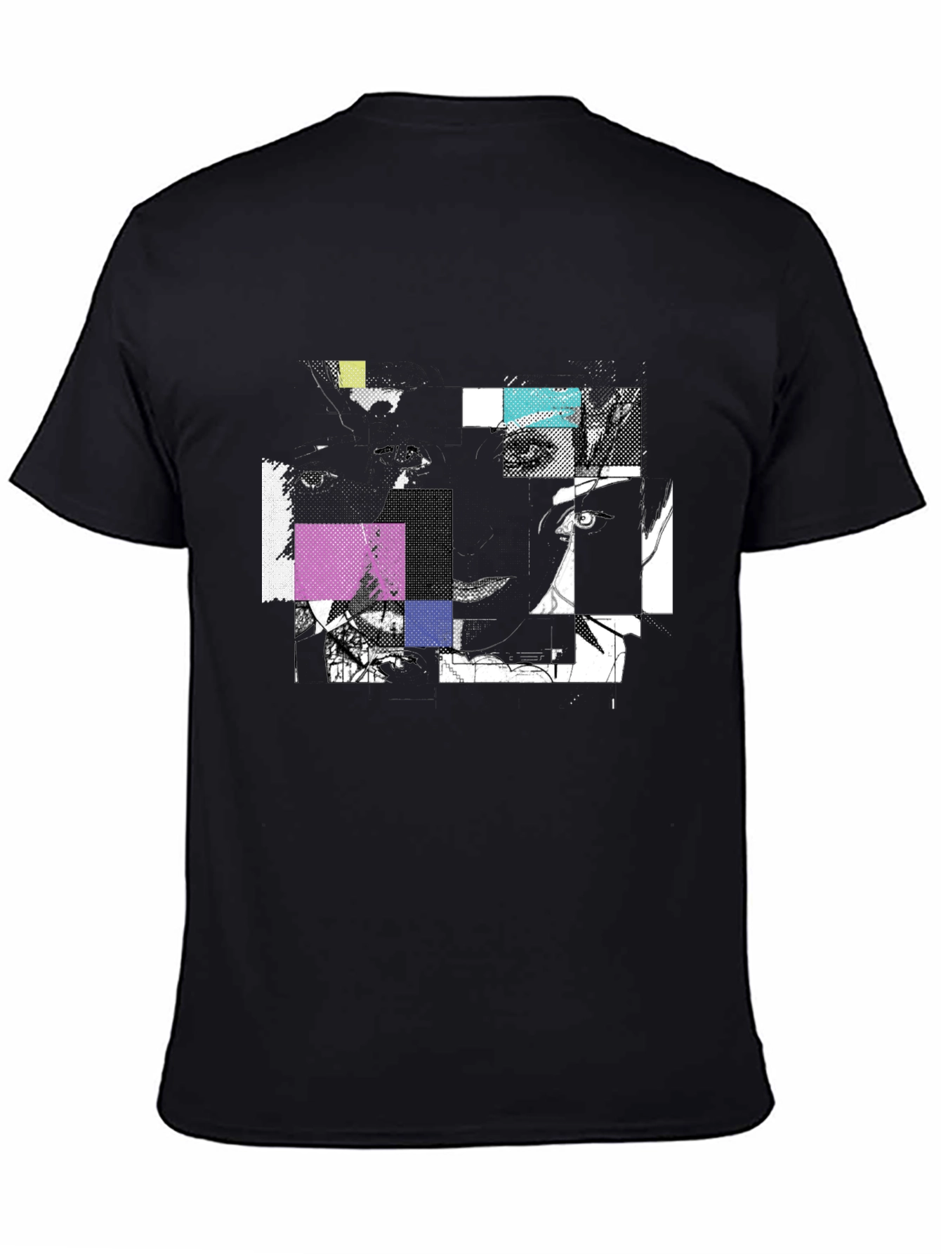 Black Abstract Geometric Graphic Print Black T-Shirt view 4