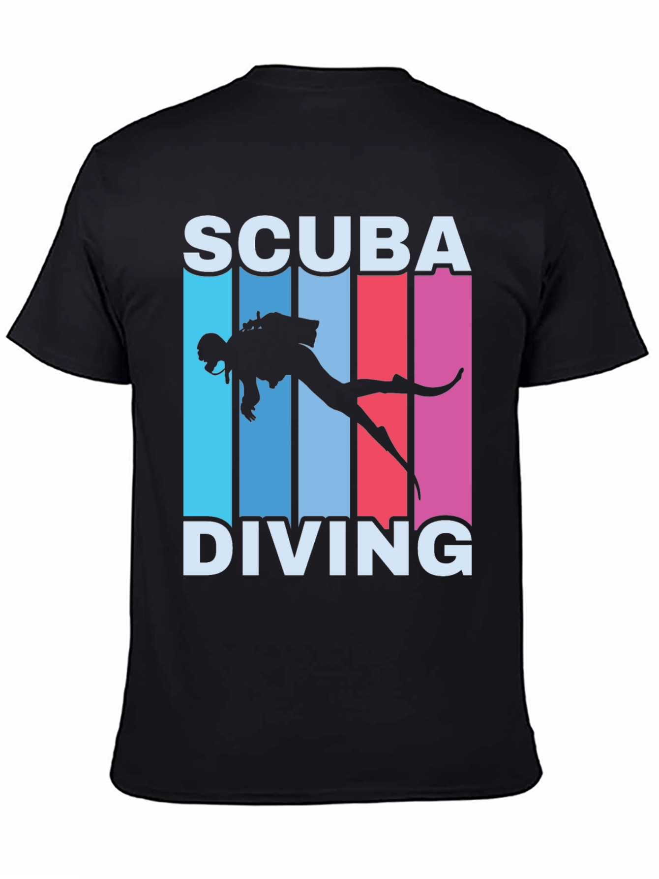 Black Scuba Diving Retro T-Shirt view 4