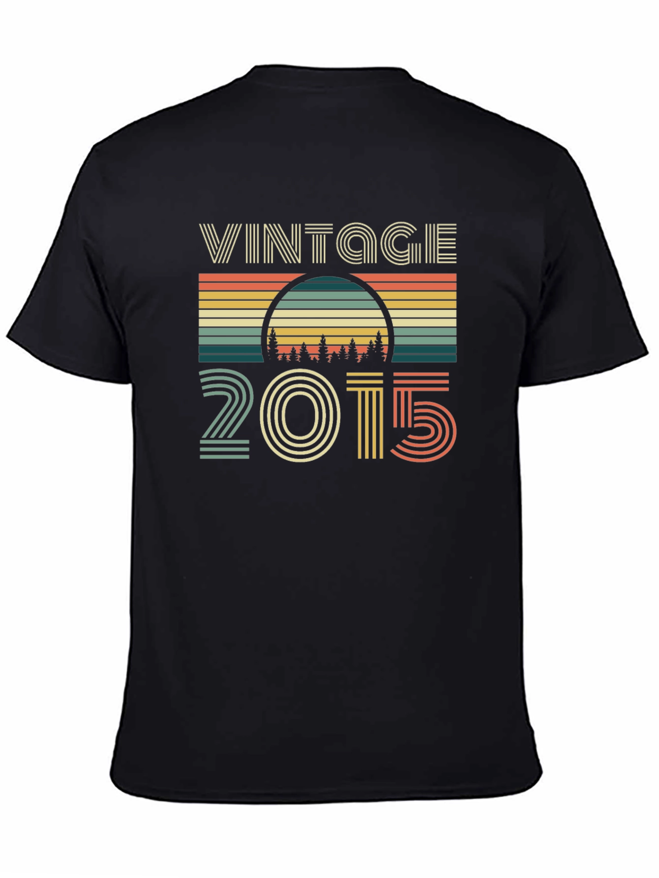 Black Vintage 2015 Retro T-Shirt view 4