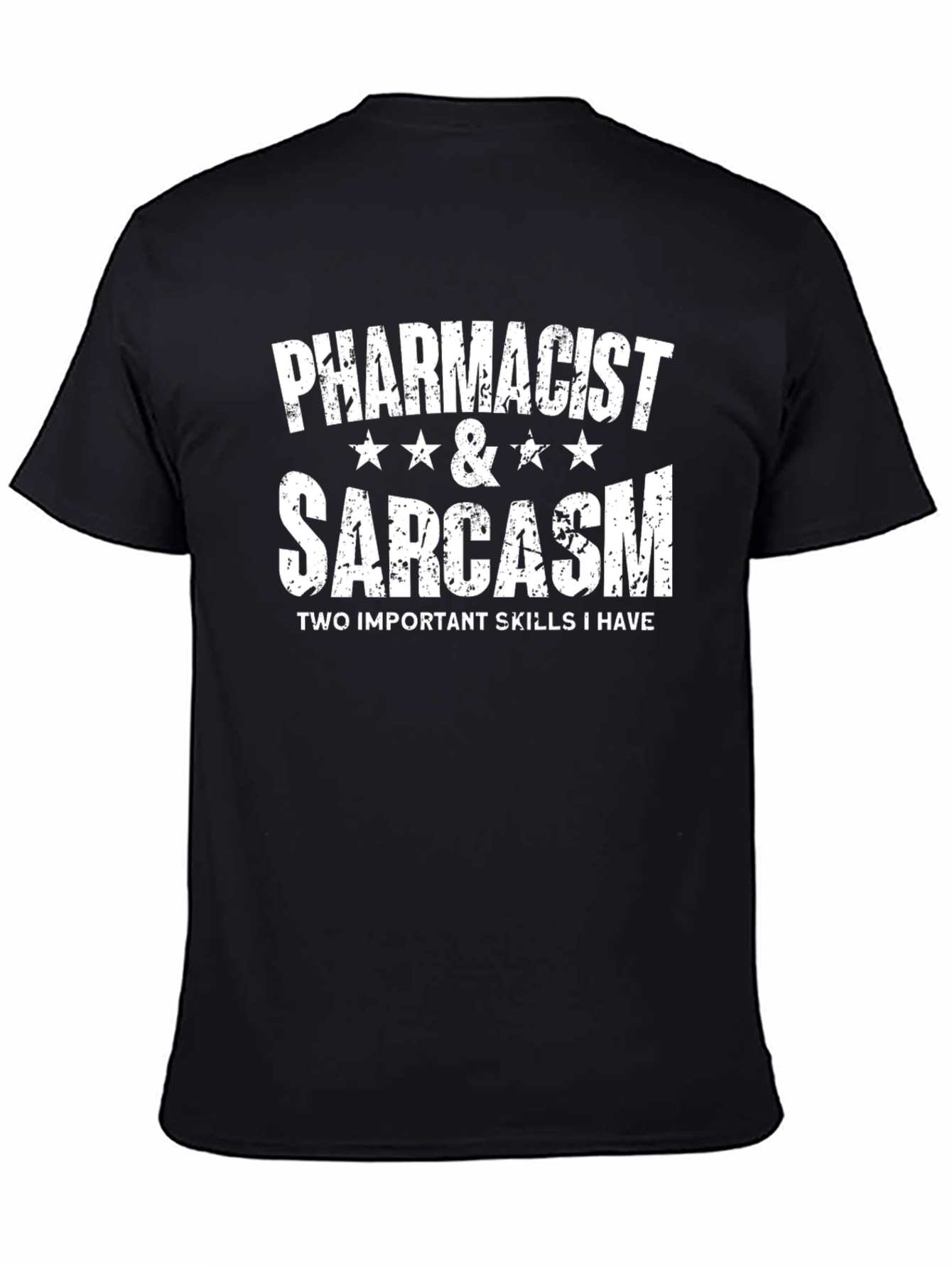 Black Pharmacist & Sarcasm Black T-Shirt view 4