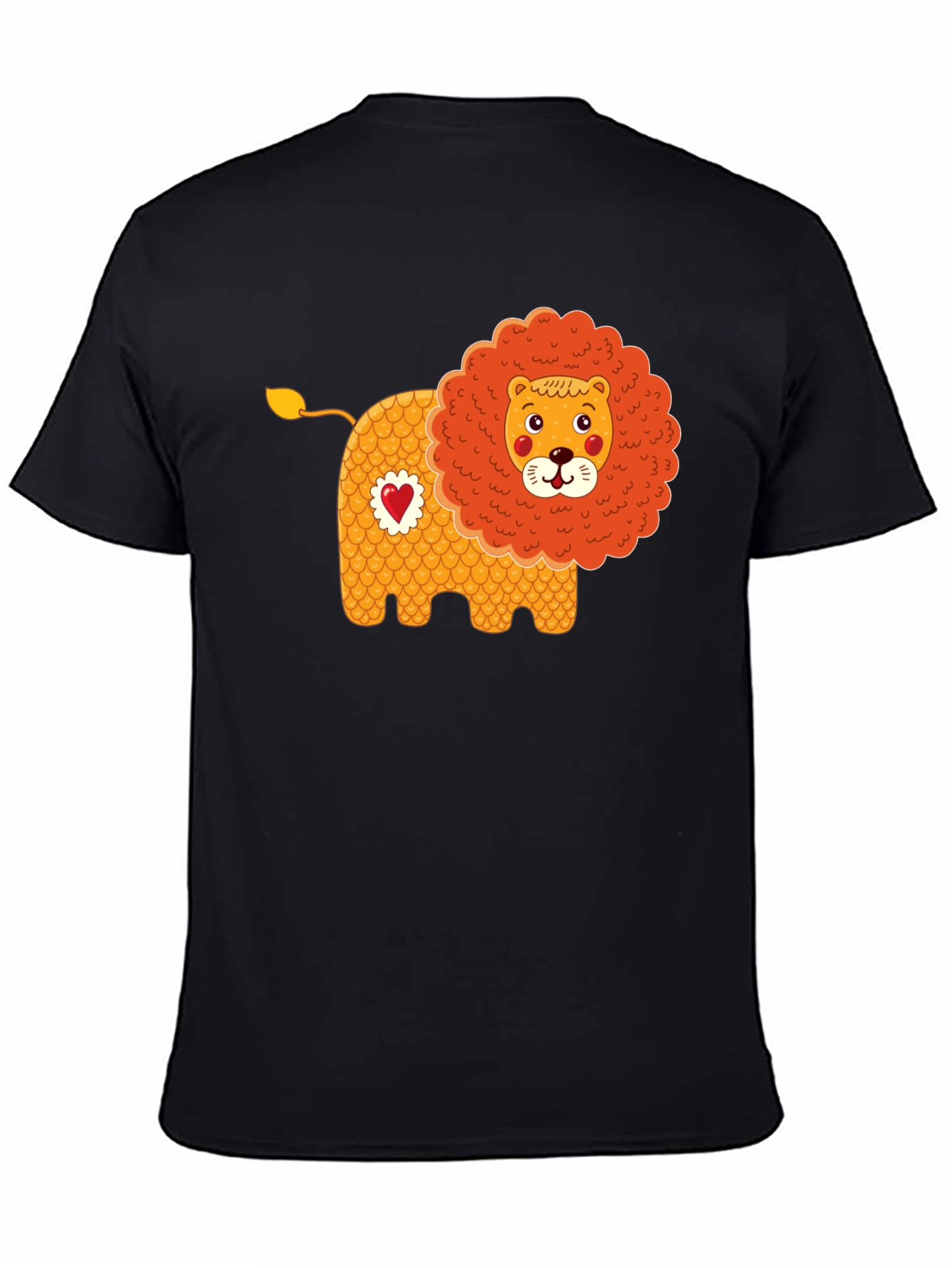 Black Cute Cartoon Lion Graphic Tee - Black view 4