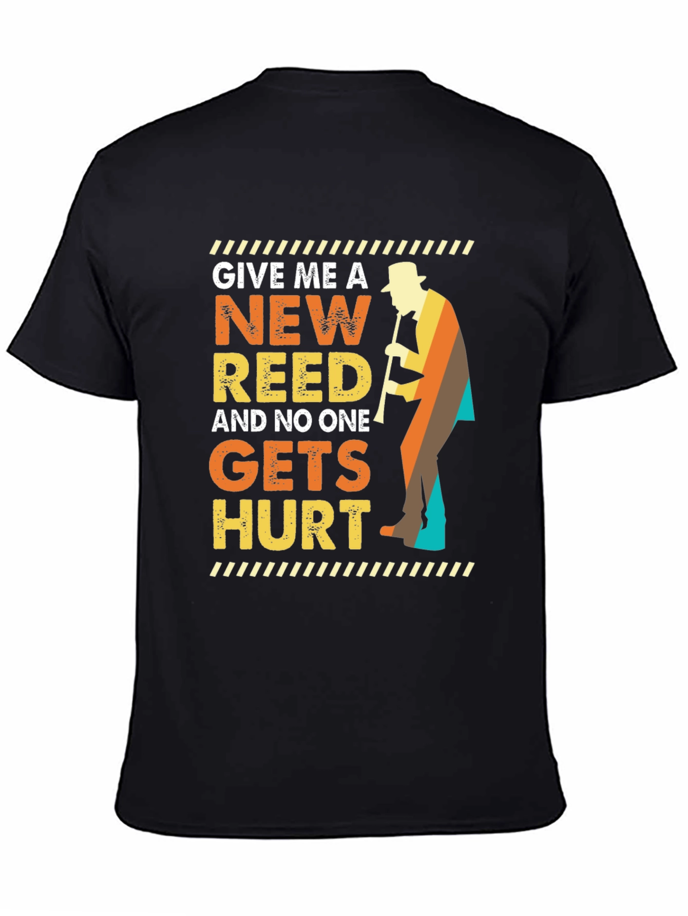 Black New Reed T-Shirt Musician Humor view 4