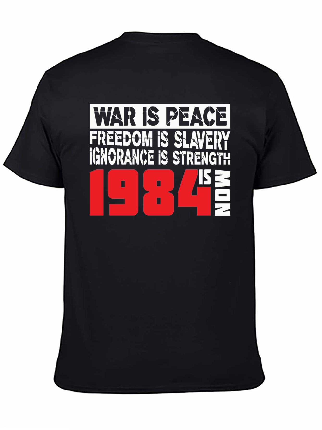 Black 1984 is NOW Men's Graphic Tee view 4