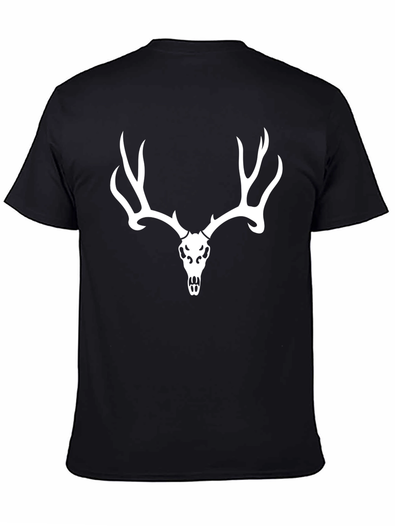 Black Deer Skull T-Shirt - Black Cotton Tee view 4