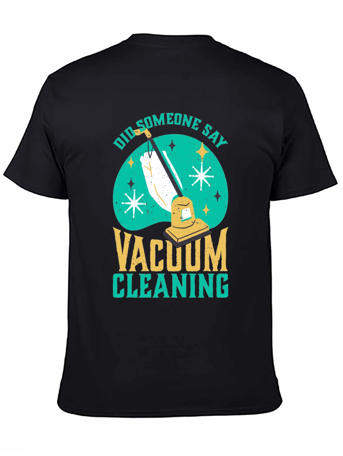 Black Funny Vacuum Cleaning T-Shirt view 4