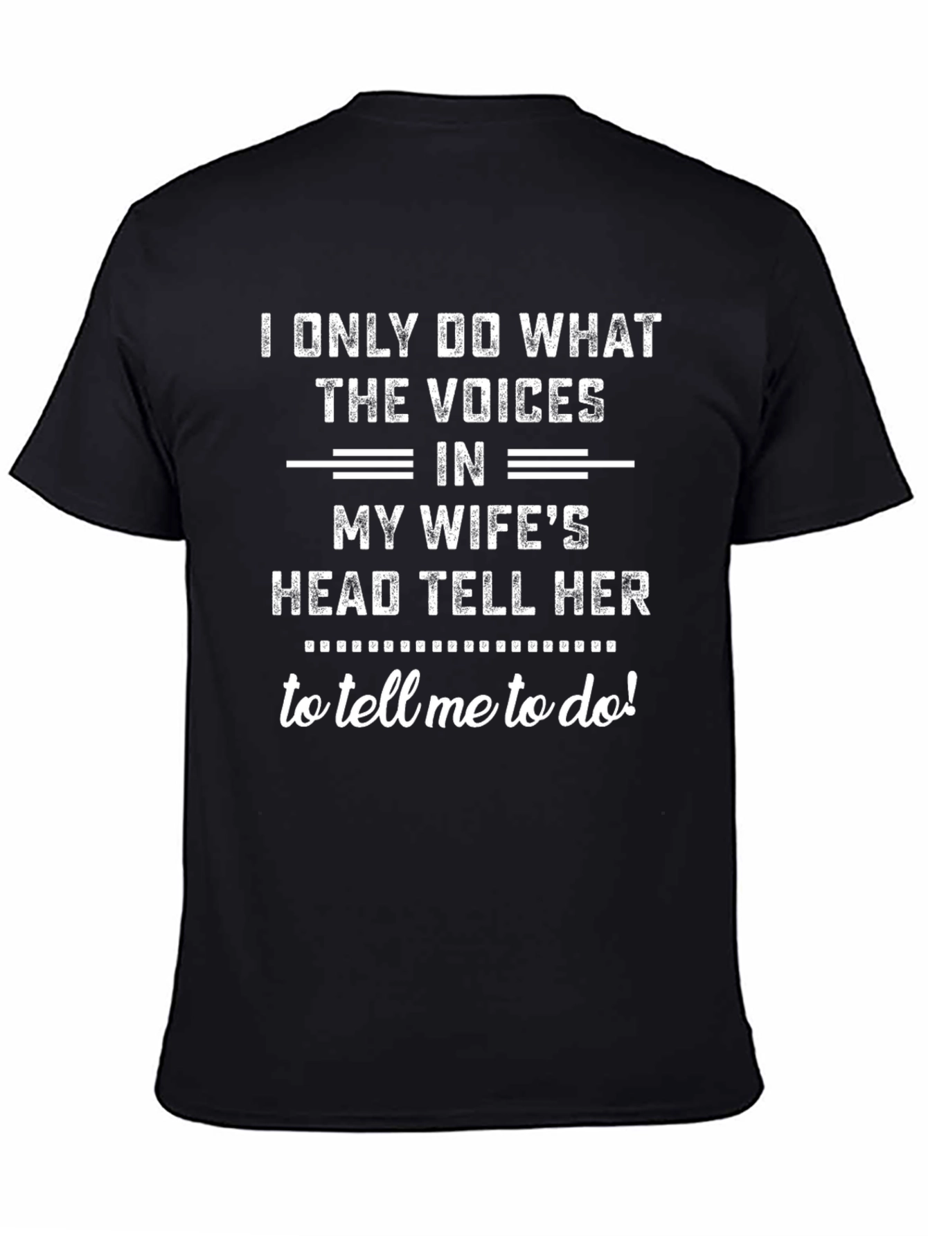 Black Funny "Voices In My Wife's Head" Graphic Tee view 4