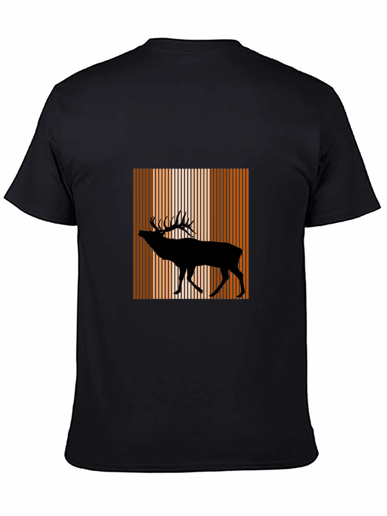 Black Stag Silhouette Striped T-Shirt view 4