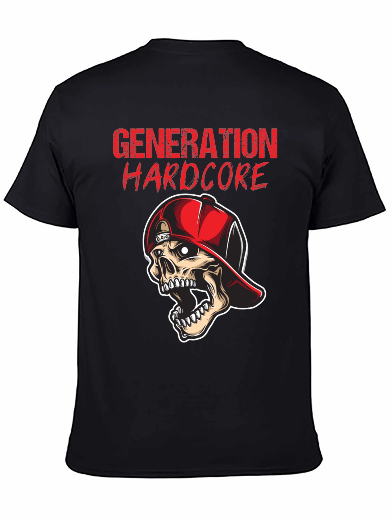 Black Generation Hardcore Skull Graphic Tee - Black Cotton T-Shirt view 4