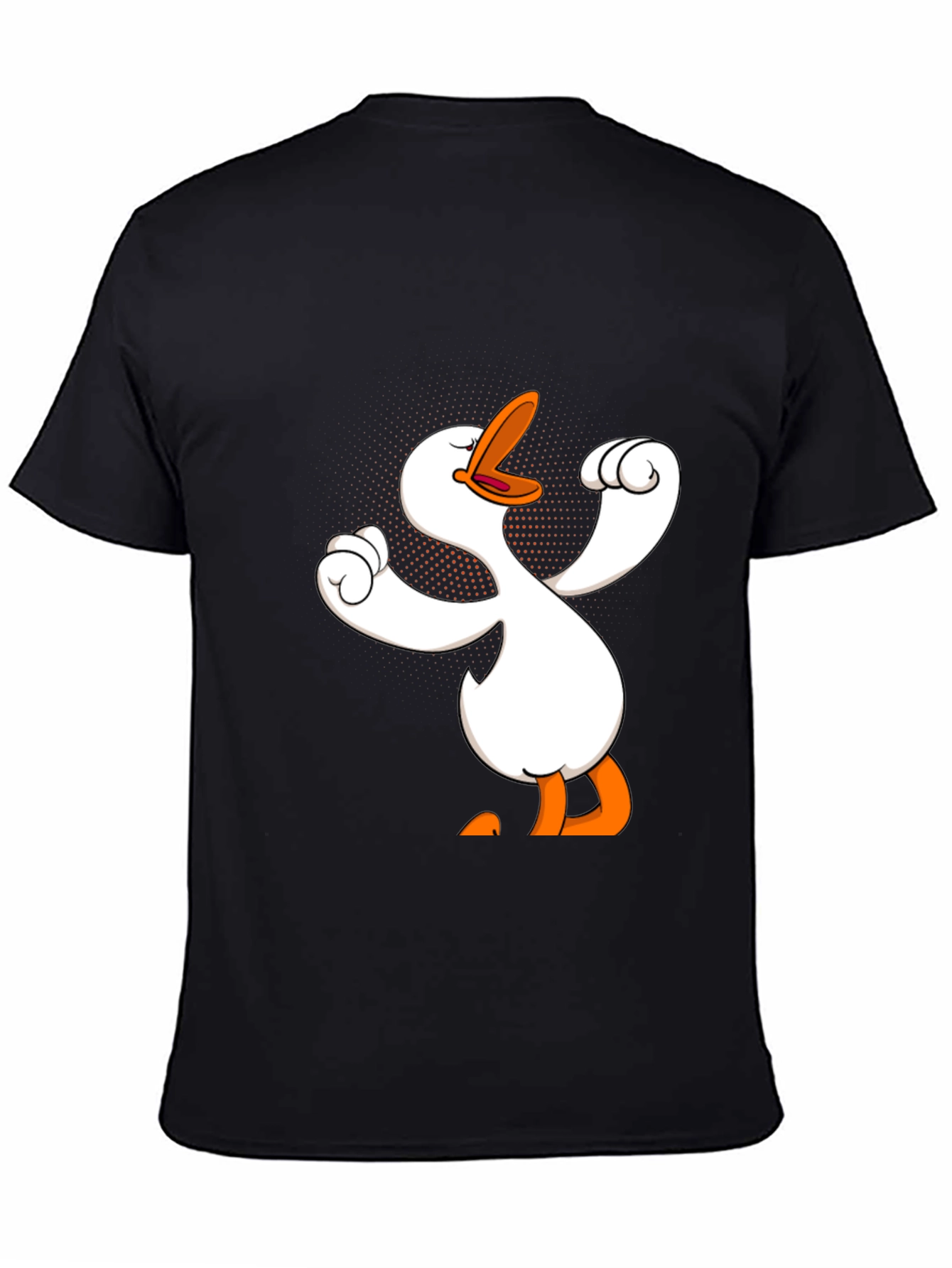 Black Funny Goose Cartoon Graphic Black T-Shirt view 4