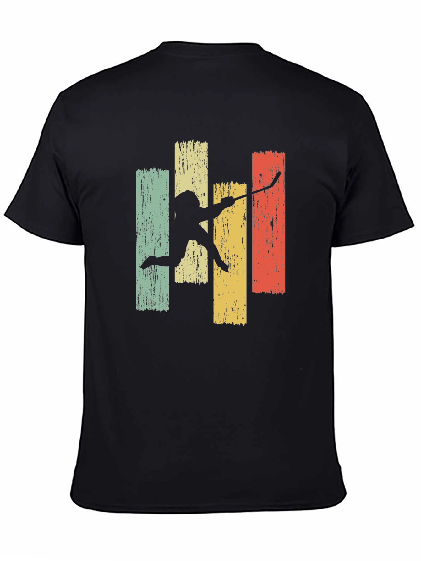 Black Retro Hockey Player Graphic Tee view 4
