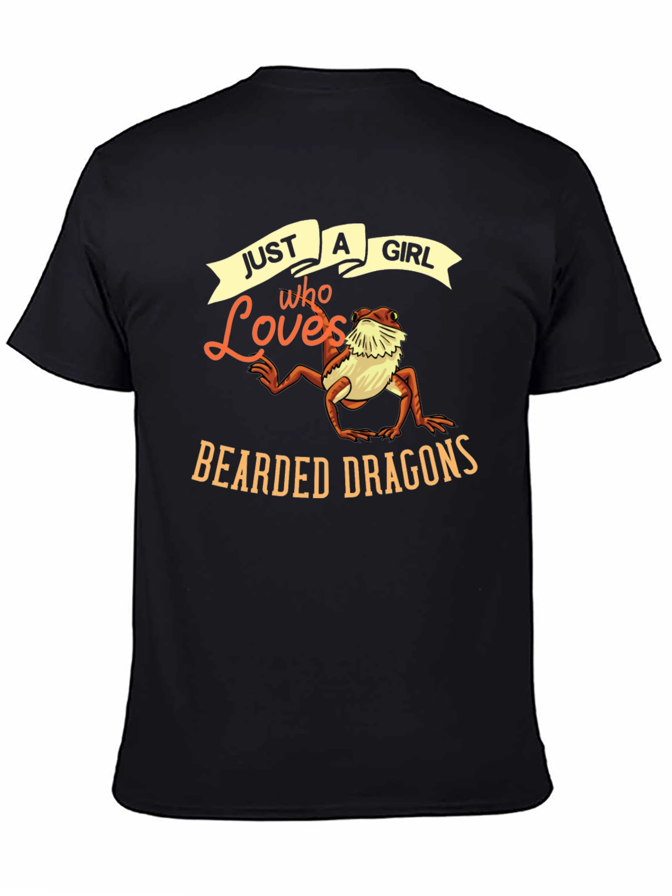 Black Just A Girl Who Loves Bearded Dragons T-Shirt view 4