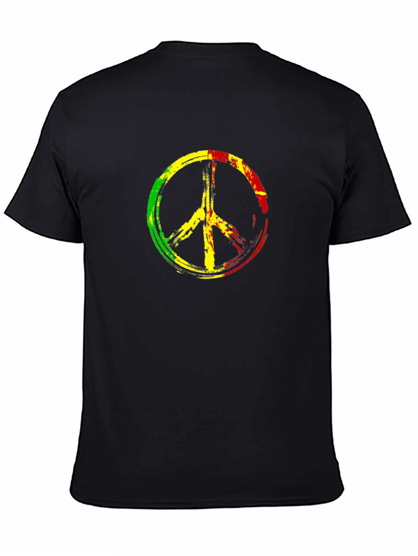 Black Rasta Peace Sign Black T-Shirt view 4