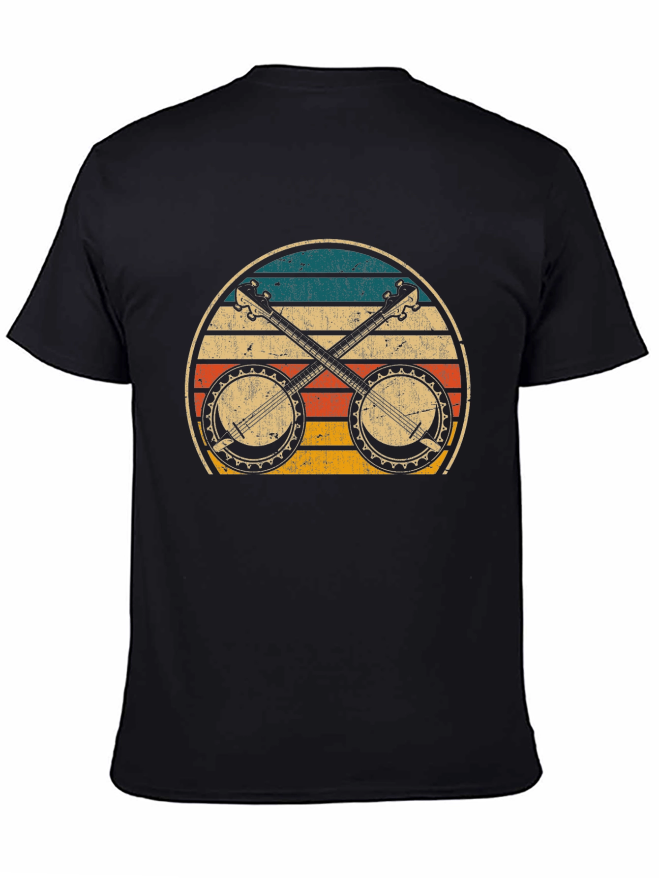 Black Vintage Banjo Sunset Graphic Tee view 4