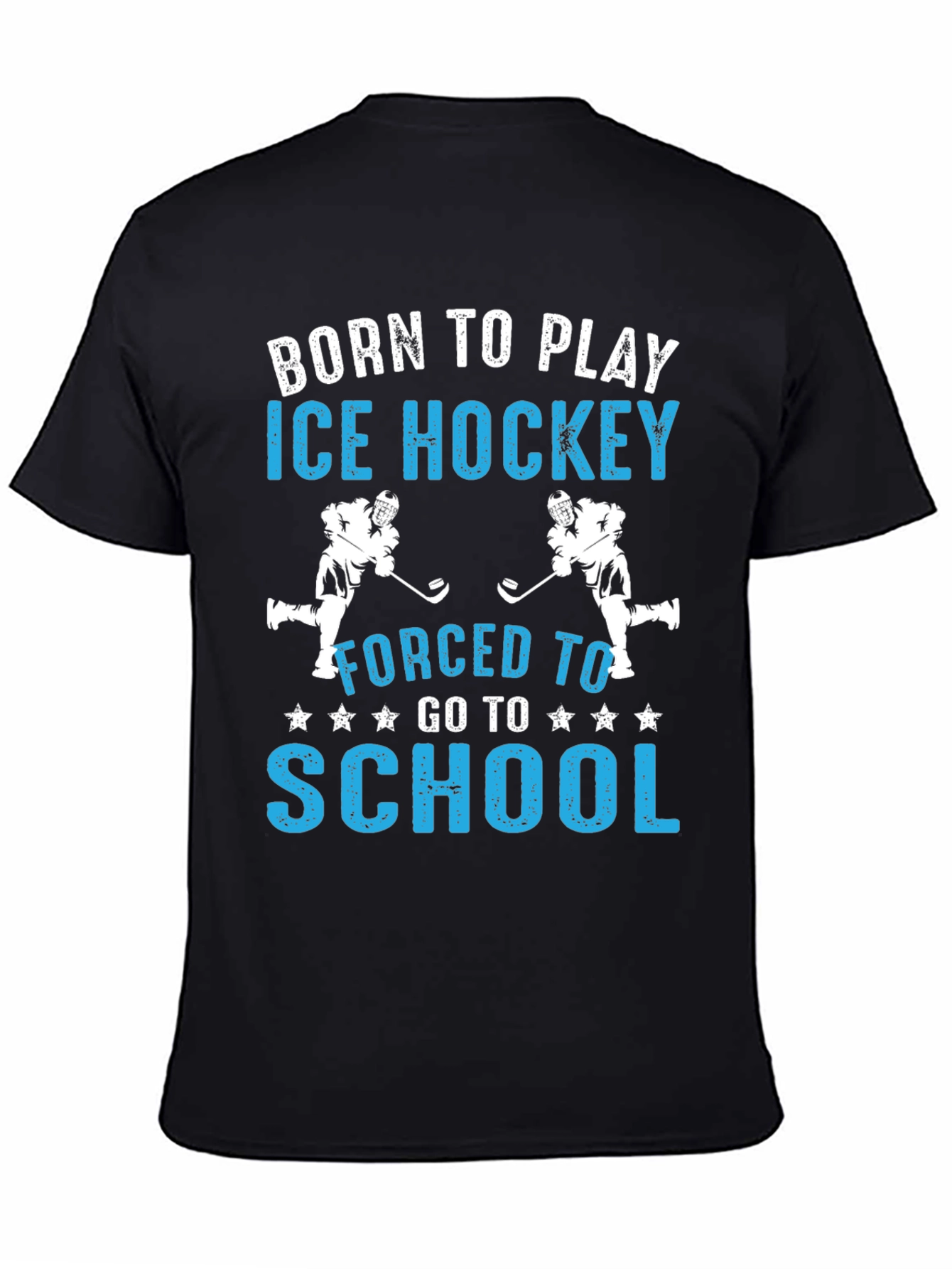 Black Born to Play Ice Hockey T-Shirt view 4