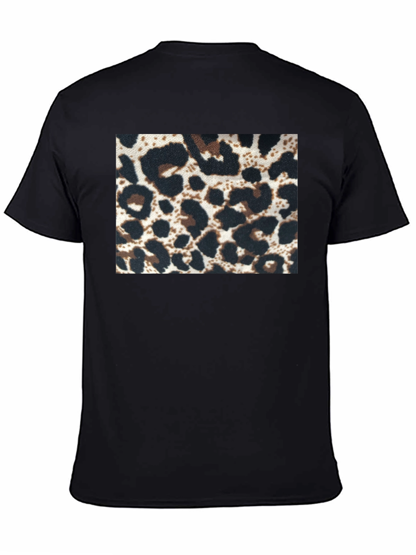 Black Leopard Print Tee - Black Short Sleeve Crew Neck view 4