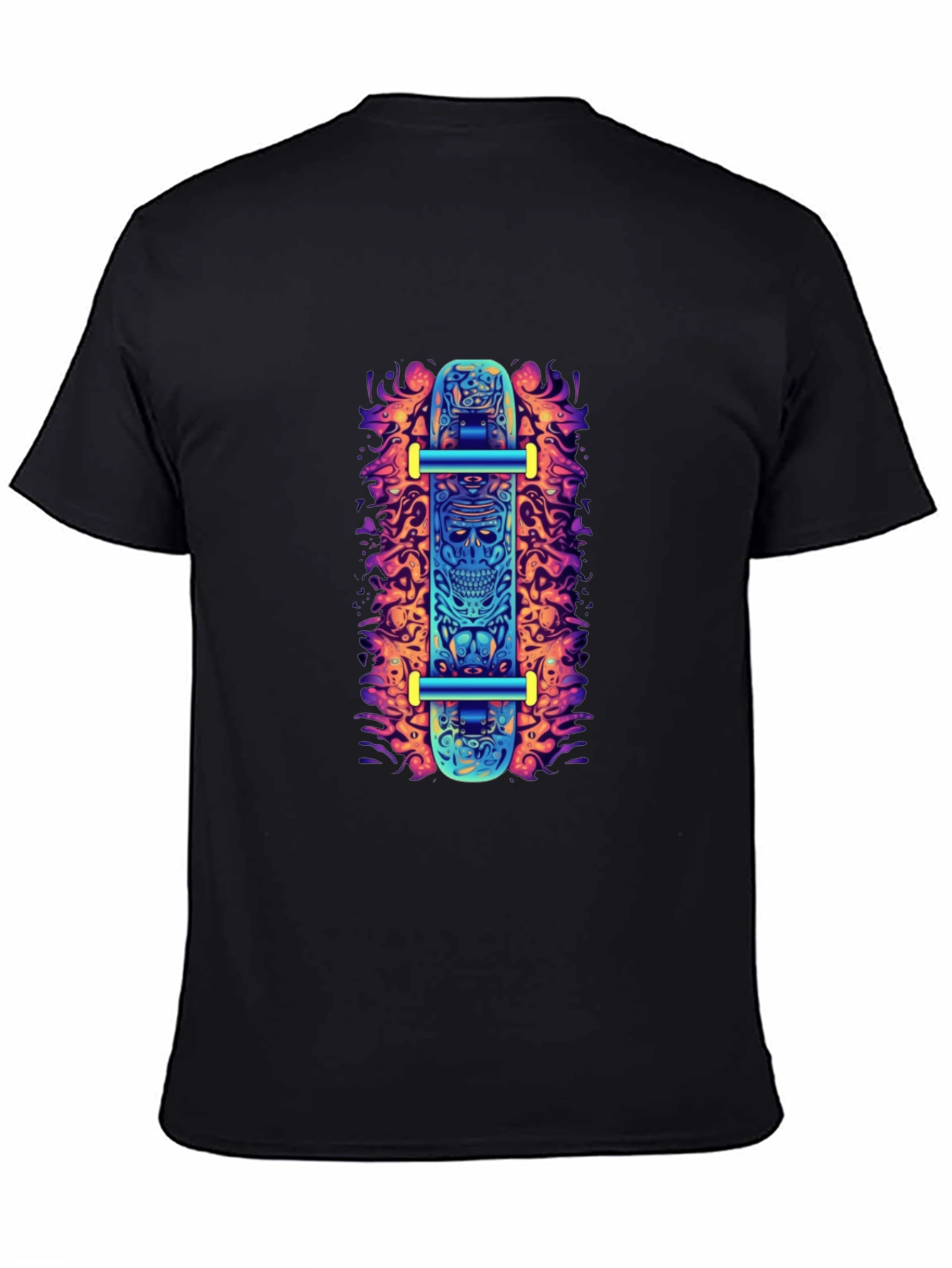 Black Skateboard Skull Graphic Tee - Edgy Style view 4